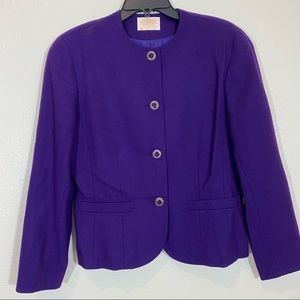 Vintage Pendleton Wool Blazer Jacket Sz 8 Virgin Wool Purple Blazer Long Sleeve